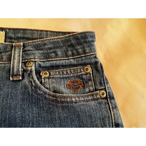 Harley Davidson distressed women's jeans size 10-12 raw edge hem - Picture 6 of 6